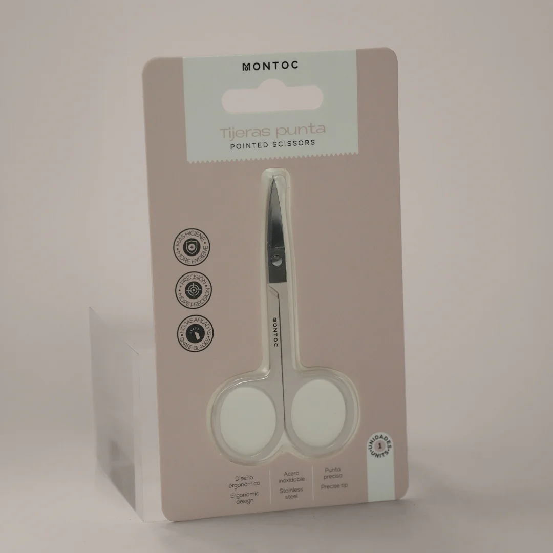 Tijera profesional de punta para cejas y vello facial